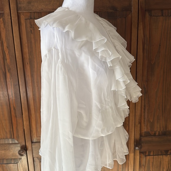 Dolce & Gabbana Silk Chiffon Ruffle Sheer White Puff Sleeve Blouse S NWT $2,145 - Picture 14 of 15